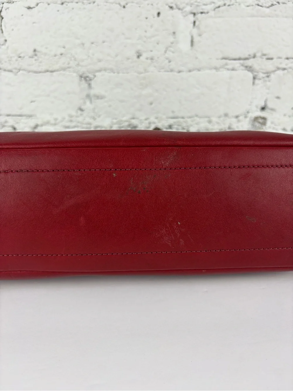 Coach Red Leather Shoulder Bag with Gold Hardware